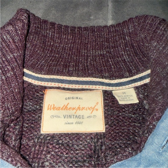 Weatherproof Men's Dark Brown Button Up Sweater - Picture 2 of 6